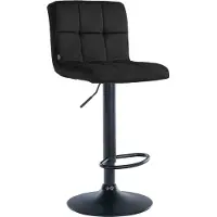 CLP Tabouret de bar , revêtement en velours, réglable en hauteur, pivotant, avec dossier | Couleur : noir, structure : noir