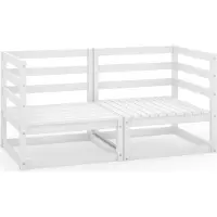 Syfax Canapé à 2 places de jardin Blanc Bois de pin solide