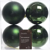 Kaemingk Set de boules de Noël vertes incassables 4 pcs 10 cm