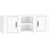 Syfax Meuble TV Blanc 100x31,5x35 cm Bois d'ingénierie