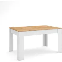 Skraut Home EXO Table à manger, 140x90x76 cm, Pour 6 personnes, Meubles de Salon, Chêne et blanc