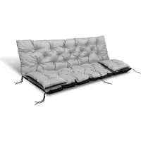 AIO Factory Coussin de jardin 180x60x50 cm + 2 coussins pour balancelle hollywoodienne imperméable gris clair
