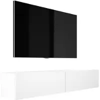 3Xeliving Armoire TV suspendue, A : L : 170 cm, H : 34 cm, P : 32 cm, BLANC MATT
