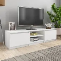 Prolenta Maison Exclusive - Meuble TV blanc 140×40×35,5 cm Matériau dérivé du bois