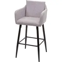 Mendler Tabouret de bar HWC-H93, tabouret de comptoir, repose-pieds métal tissu/textile gris clair