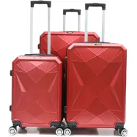 Cheffinger Valise de voyage ABS-03 Valise 3 pièces coque dure Trolley Set Valise bagage à main Bagage Sac de voyage Rouge
