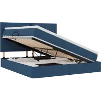vidaXL Lit coffre à LED avec matelas, bleu, 180 x 200 cm, tissu