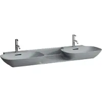 Laufen INO lavabo double, 1 trou de robinetterie par vasque, sans trop-plein, 1420x450mm, H8143047581111