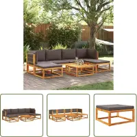 The Living Store ensemble de 7 canapés de jardin avec coussins en bois massif d'acacia