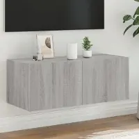 Prolenta Maison Exclusive - Meuble TV avec éclairage LED Gris Sonoma 80x35x31 cm