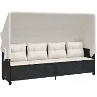 Syfax Chaise longue avec auvent et coussins noir résine tressée