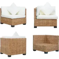 vidaXL Canapé d'angle avec coussins en rotin naturel - Canapé - Canapés - Canapé d'angle - Canapés d'angle - Canapés d'angle