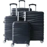Cheffinger 4 pcs valise valise coque dure trolley set valise bagage à main bagages sac de voyage noir