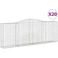 vidaXL Gabions avec arc surélevé 20 pcs 400x50x140/160cm Fer galvanisé