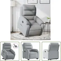 The Living Store Fauteuil relax avec releveur électrique Gris clair Tissu