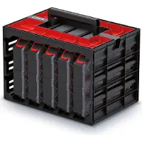 Prosperplast Skříňka s 5 organizéry TAGER CASE (krabičky) 415x290x290 mm - barva: černá
