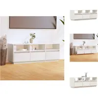 vidaXL Meuble TV Blanc 140x37x50 cm Pin massif - Meubles TV