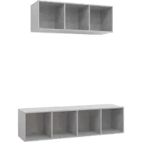 Syfax Ensemble de meuble TV 2 pcs Gris béton Bois d'ingénierie