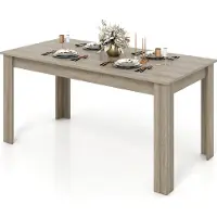 Costway Table de salle à manger 160x80cm, grande table, table de cuisine rectangulaire, table de salle à manger pour 6-8 personnes, table en bois Table de salle à manger moderne Naturel