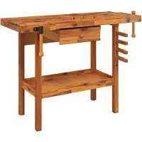 Syfax Établi avec tiroir et étaux 124 x 52 x 83 cm Bois massif d'acacia