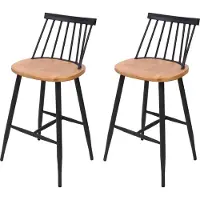 Mendler 2x Tabouret De Bar Hwc-G69, Chaise Bar, Bois Massif, Style Rétro,Métal, Avec Repose-Pied, Gastronomie Nature