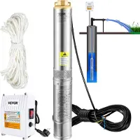 Vevor Pompe Immergée pour Puits 6600 L/h 44 m Pompe à Eau pour Puits Profond en Acier Inox