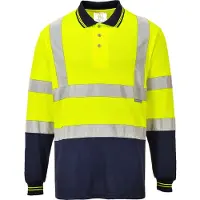 Portwest S279 Polo bicolore à manches longues Jaune/Navy Taille XXL