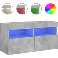 vidaXL Armoire TV murale avec lampes LED gris béton 80x30x40 cm