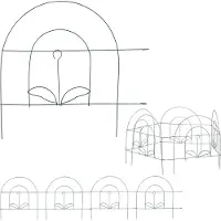 Relaxdays Clôture de parterre , ensemble de 5 éléments pour parterre de jardin, clôture décorative en métal à enfoncer, H x L : 34,5 x 245 cm, vert