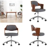 vidaXL Chaise de bureau pivotante Gris Bois courbé et tissu - Chaise de bureau - Chaises de bureau - Chaises de bureau pivotantes