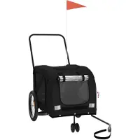 vidaXL Remorque pour vélo Chiens Noir Tissu Oxford et fer