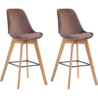 CLP lot de 2 tabourets de bar Metz velours natura