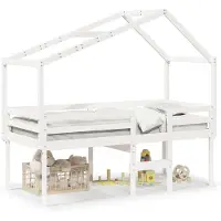 vidaXL Lit surélevé avec toit Blanc 90x190 cm Pin massif
