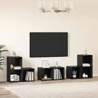 Prolenta Meuble TV exclusif - Ensemble de 6 pièces, finition bois imitation chêne noir, matériau composite