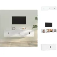 vidaXL Ensemble de meubles TV 3 pièces Blanc Matériau dérivé du bois - Meubles TV