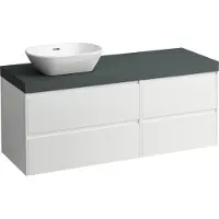 Laufen LANI Plan de lavabo gris trafic incl. meuble sous-lavabo, 1 découpe à gauche, 1370x495x580mm, H4055821129991