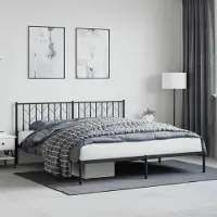 Prolenta Maison Exclusive - Cadre de lit avec tête de lit en métal noir 180x200 cm