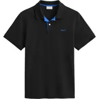 Gant pour homme. 2062026 Polo noir en piqué contrasté (S), Casuel, Coton, Manche courte