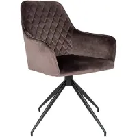Ebuy24 Harbo Chaise de salle à manger avec pied pivotant de teinte champignon, noir.