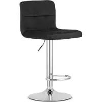Leobert Tabouret De Bar - - Prot - Velours Noir/Base Chromée
