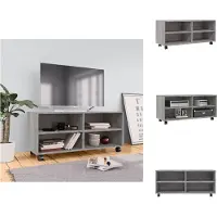 vidaXL Armoire TV à roulettes Gris Sonoma 90x35x35 cm Bois composite - Meuble TV
