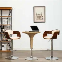 Prolenta Maison Exclusive - Lot de 2 tabourets de bar, bois courbé et similicuir, couleur crème