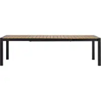 Ebuy24 Joan Table de jardin 205-275 x 100 cm, avec 1 plateau supplémentaire, finitions noir et teck.