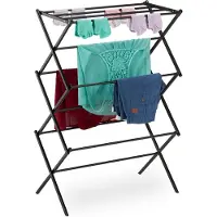 Relaxdays Séchoir à linge pliable , 11 barres, 6 niveaux, L x l x H : 105 x 73 x 37 cm, tour à linge, séchoir à linge en métal, noir