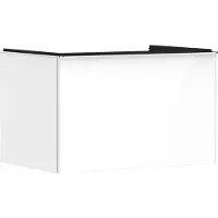 Hansgrohe Meuble sous-vasque Xelu Q, blanc brillant, dimensions 780/550 mm, avec 1 tiroir, pour vasque à encastrer centrale, poignée chromée
