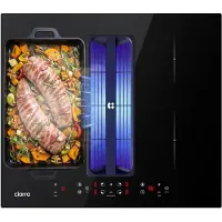 CIARRA Plaque de cuisson à induction avec hotte intégrée, 60 cm. Système Plasma⁺, filtre à zéolite, 2 boosters, 1 zone flexible. Modèle : CBBEH594BBF