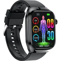 INF Montre intelligente avec ECG, fréquence cardiaque, tension artérielle, sommeil Le noir