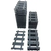 LEGO City Chemin de fer rails droits gris foncé - 53401