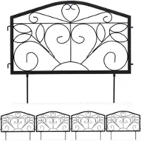 Relaxdays Clôture de parterre 8 pièces, bordure de parterre pour jardin, clôture à emboîter en fer, style antique, ornements, clôture décorative H x L : 33 x 450 cm, noir