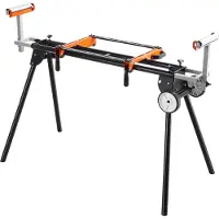 Vevor Support de scie à onglet Capacité de charge 250 kg, support de scie à onglet pliable en acier, réglable en hauteur et en longueur